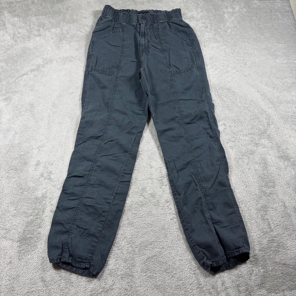 Mother The Springy Ankle Pants Wash Black Size 26 Linen Lyocell Boho 1824-324